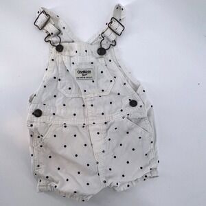 OshKosh‎ B'gosh Baby Girls or Boys White Polka Dot Shortalls Size 12M Vestbak